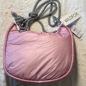 NWT Wildfox Rose Clair Puffy Crossbody Bag w/ Black & White Rope Strap